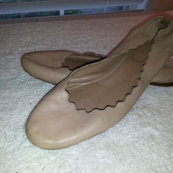 Size 38 Chloe Buttery Soft Worn Nude Ballet Flats - Picture 2 of 9